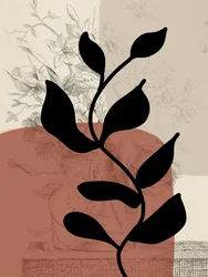 Zwart botanisch silhouet