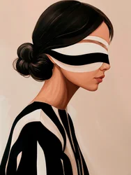 Elegante vrouw met geblindeerde ogen