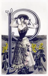 P: Mlle Lolita, artiest uit de jaren 1900 - Alfabet op ansichtkaart