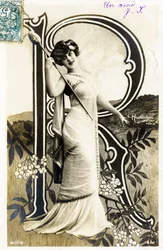 R: Gabrielle Robinne, Franse actrice, Comédie Française, Parijs - Alfabet op ansichtkaart