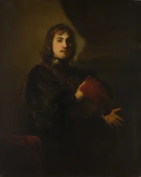 Portret van een Man met Borstplaat en Gevederde Hoed
