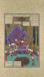 Zal raadpleegt de magiërs, Folio 73v uit het Shahnama Boek der Koningen
