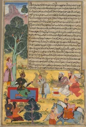 Vabhruvahana Benadert Arjuna, pagina uit de Khan Khanan
