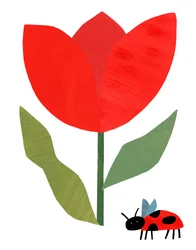 Rode tulp en lieveheersbeestje