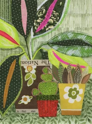 Kleurrijke collage van potplanten
