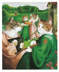 Illustratie uit Pre-Raphaelite Cats (pub. 1999)