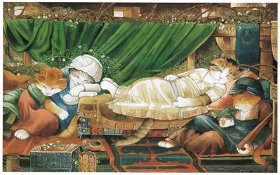 Illustratie uit Pre-Raphaelite Cats (pub. 1999)