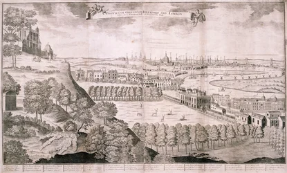 Uitzicht vanaf Greenwich Park, Londen, 1723