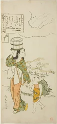 Ono no Komachi bij de Seki-tempel (Seki), uit de serie De Zeven Modieuze Aspecten van Komachi (Furyu yatsushi nana Komachi)