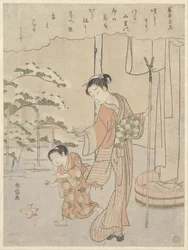 Gedicht van Fujiwara no Motozane (ca. 860) uit de serie Zesendertig dichters