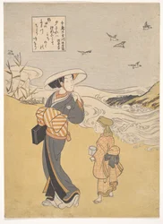 „De juwelenrivier van de plevieren, een beroemde plaats in de provincie Mutsu”, uit de serie Zes juwelenrivieren (Mu Tamagawa: Chidori no Tamagawa, Mutsu meisho)
