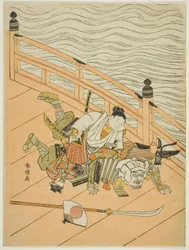 Ushiwakamaru en Benkei vechten op de Gojo-brug