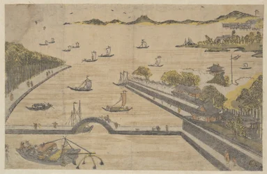 Gezicht op Fukagawa, Edo