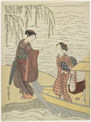 Vrouwen die van een boot afstappen, c. 1767