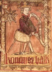 De koning spreekt recht, uit de nationale wetboeken van Magnus Eriksson (1319-64), ca. 1450