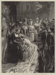 Een presentatie aan Hare Majesteit bij een recent Drawing-Room