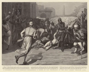 Een Gevecht om de Baksheesh van de Khedive, een scène bij de Processie van het Heilige Tapijt door Caïro