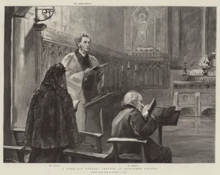 Een doordeweekse avonddienst in de kerk van Hawarden