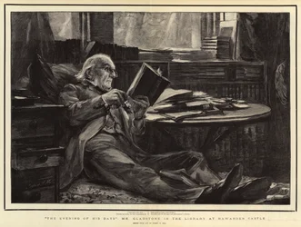 De avond van zijn dagen, Mr. Gladstone in de bibliotheek van Hawarden Castle