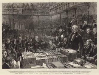 Het Home Rule-debat in het Lagerhuis, de peroratie van Mr. Gladstone