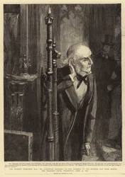 Het Vrouwenkiesrecht Wetsvoorstel, Mr. Gladstone luistert naar de Aantallen van de Stemlijst vanachter de Stoel van de Spreker, woensdag 27 april 1892