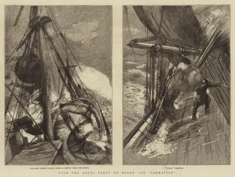 Met het koninklijk gezelschap aan boord van de Sarmatian