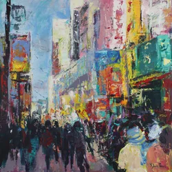 Drukke dag, Tokio, 2024 (acryl)