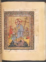 Add MS 7170 f.f156v Syrisch Evangelie Lectionarium Opgestane Christus