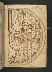 Minārat al-aqdās, f94, Een kaart van Europa, West-Azië en Noord-Afrika, geprojecteerd vanuit het noorden naar het zuiden