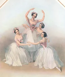 De beroemde Pas De Quatre: gecomponeerd door Jules Perrot, c1850