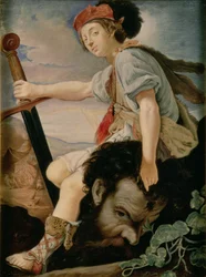 David met het hoofd van Goliath