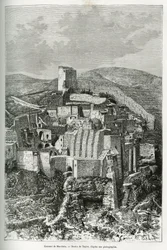 Het klooster van Mar-Saba (Mar Saba) (Palestina). Gravure door Taylor, ter illustratie van het verhaal van Syrië vandaag, door M. Lortet, decaan van de Faculteit Geneeskunde van Lyon, belast met een wetenschappelijke missie door het Ministerie van Openbaar
