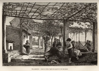 Villa Menton, gravure naar de tekening van Taylor, ter illustratie van de reis van Menton en Bordhighera, in 1871, door Adolphe Joanne, gepubliceerd in 