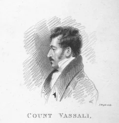 Graaf Vassali, geschetst door A. Wivell in het Hogerhuis, 1820