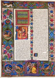 Incipit uit het Evangelie volgens Matteüs, uit Volume II van de Bijbel van Borso d