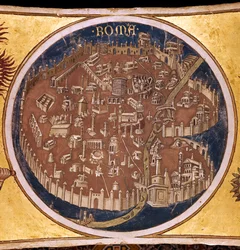 Perspectivische kaart van Rome met de monumenten uit de oudheid, 1414