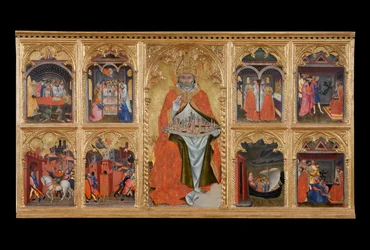 San Gimignano op de Troon met Acht Verhalen van Zijn Leven