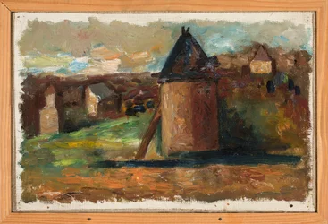 Landschap met stedelijke gebouwen