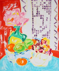 Kleurrijke bloemen en fruit