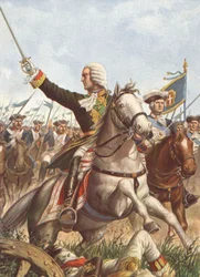 Karel Emmanuel III tijdens de slag bij Guastalla in 1734