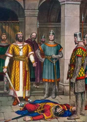 Dood van Odoacer, gedood door Theodorik, koning van de Ostrogoten