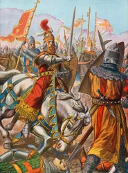 Frederik Barbarossa raakt gewond in de slag bij Legnano, 1176