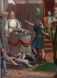 Romeinse oudheid, Derde Samnitische Oorlog: Samnitische ceremonie en offer in eerbetoon aan de goden voor de Slag bij Aquilonia in 293 v.Chr.