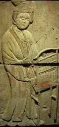 Stele met een muzikant (terracotta)