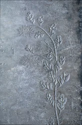 Stele gegraveerd met een chrysant, bloemen en bladeren, 618-907