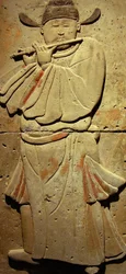 Terracotta stele met muzikant, Tang-dynastie