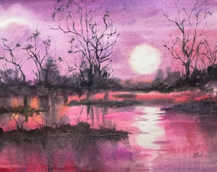 Weerspiegeling van de Roze Maan