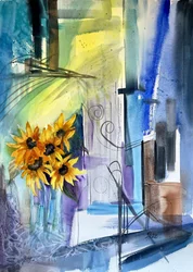 Levendige abstracte zonnebloemen
