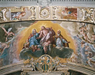 Fresco in het gewelf van de Kapel van de Beschermengel