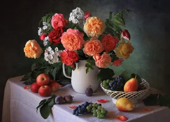 Tuinrozen en fruit
